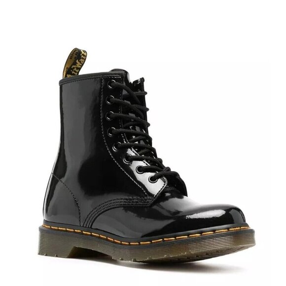 Dr. Martens 1460 Classic Patent Leather Combat Boots Black Women's size 8 - NEW - Picture 1 of 5